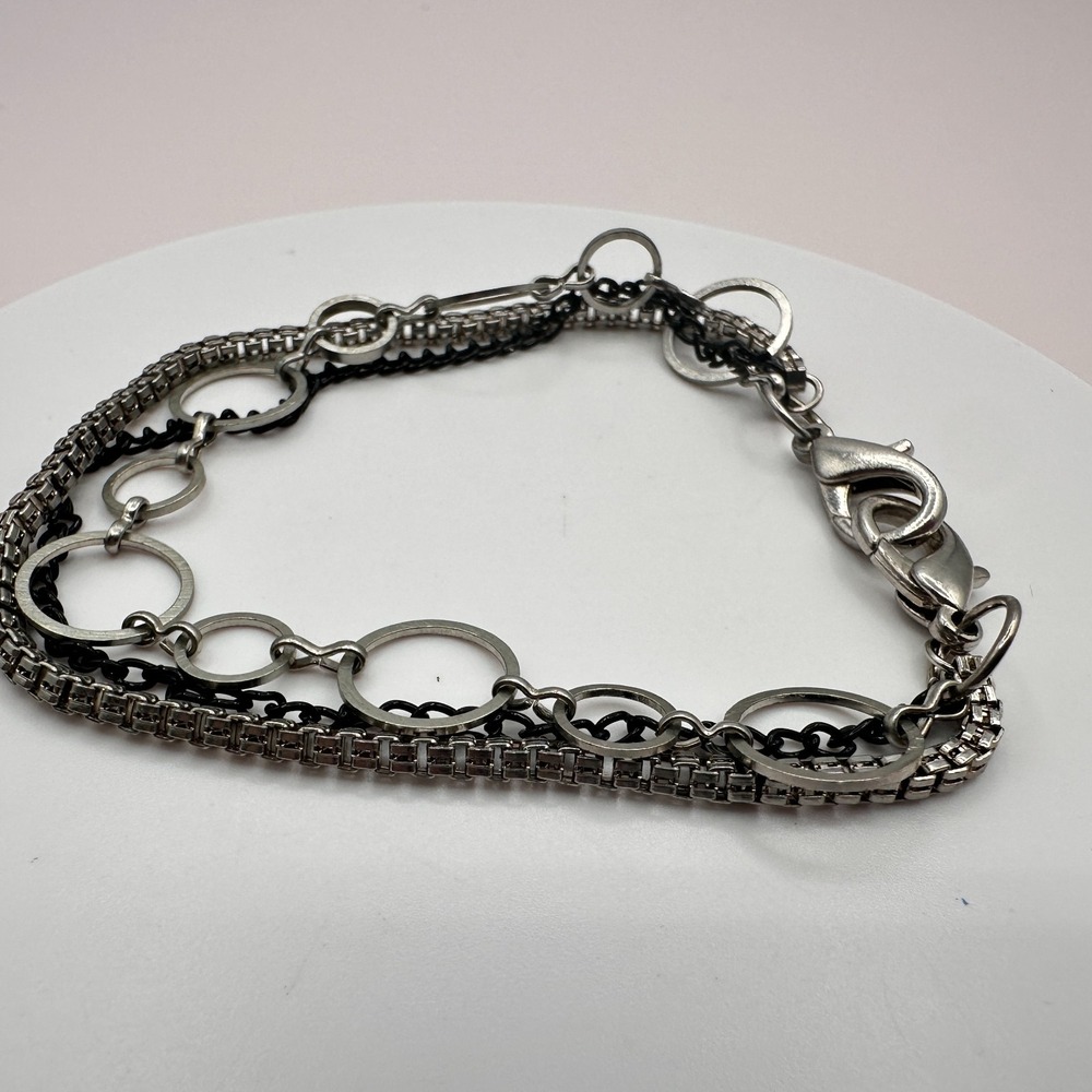 Vintage 90s Multi-Strand Geometric Circle Bracelet Y2K Statement Jewelry